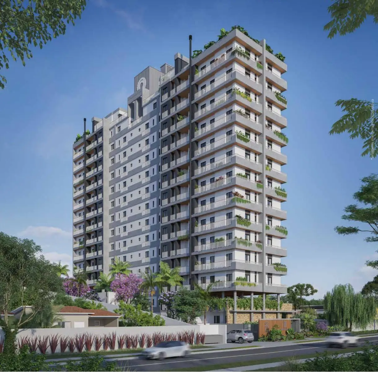 Torre do Serra Dourada com jardins na fachada (render)