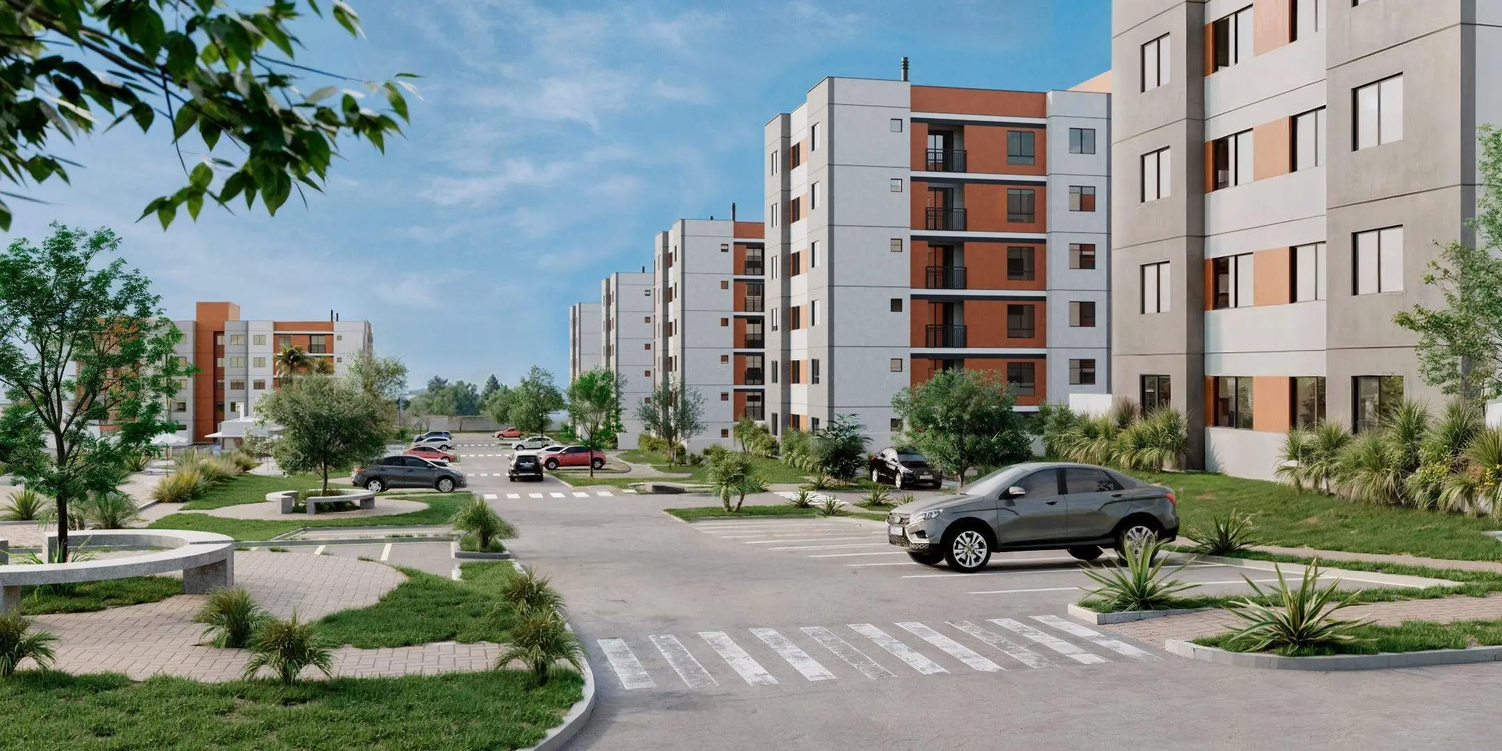 Rua do condomínio, render