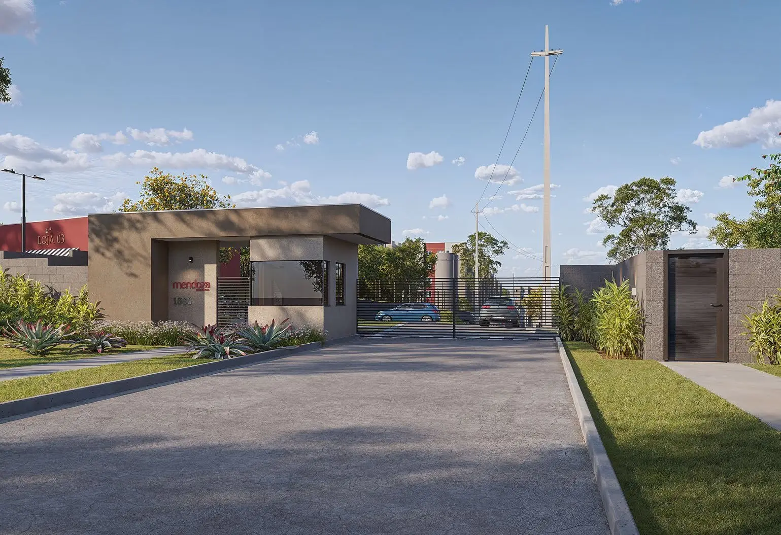 Entrada do condomínio, render