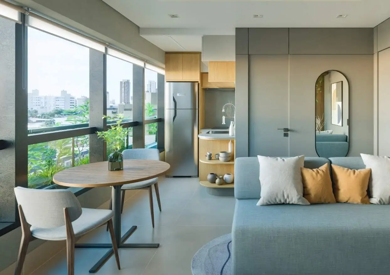 Sala com vista, render