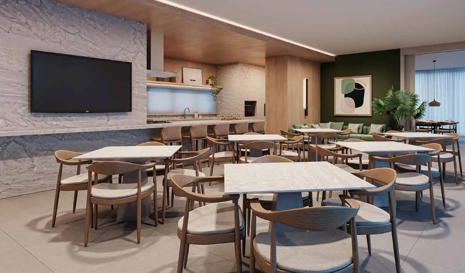 Restaurante do condomínio, render