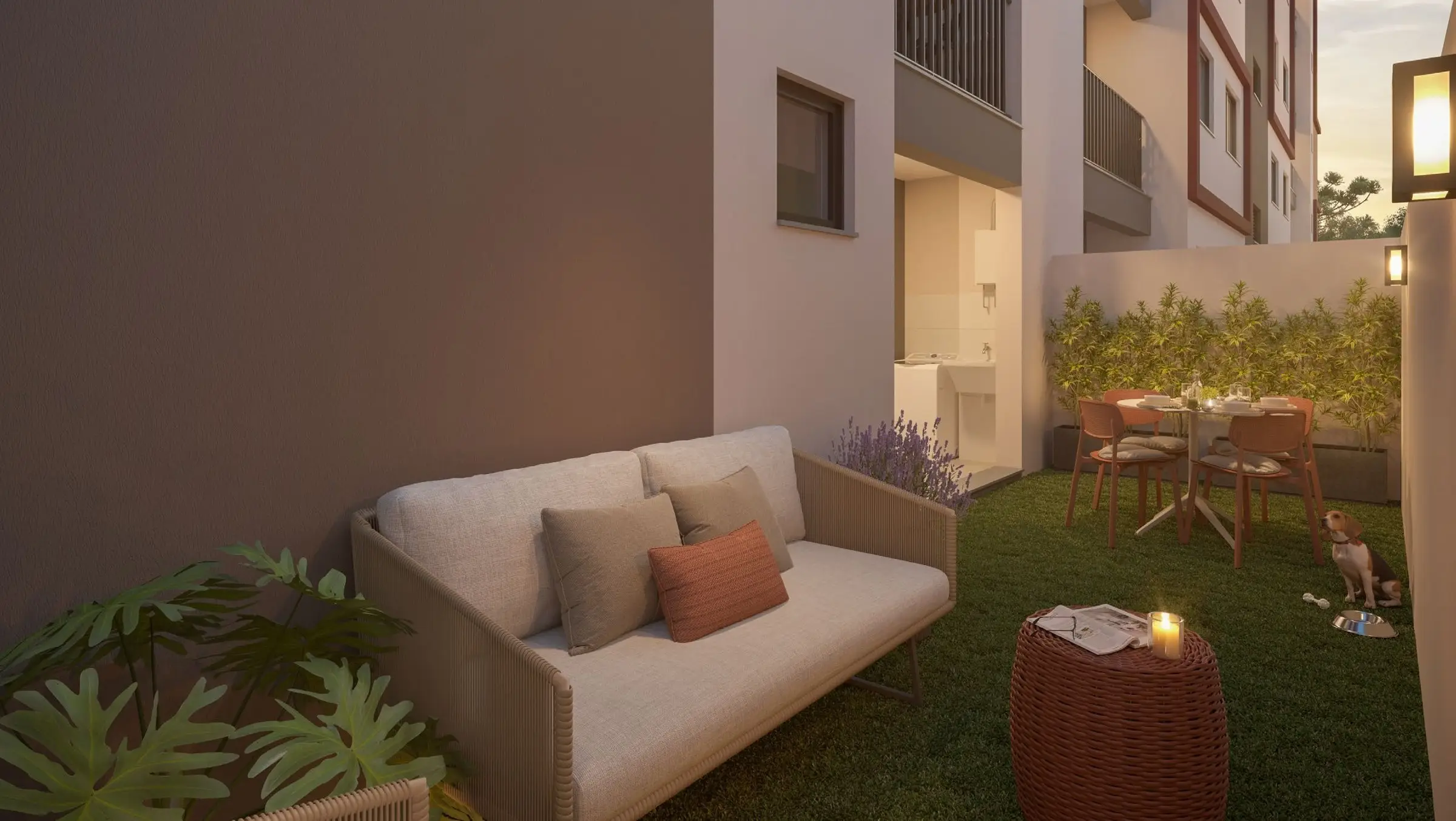 Garden dos apartamentos térreos, render