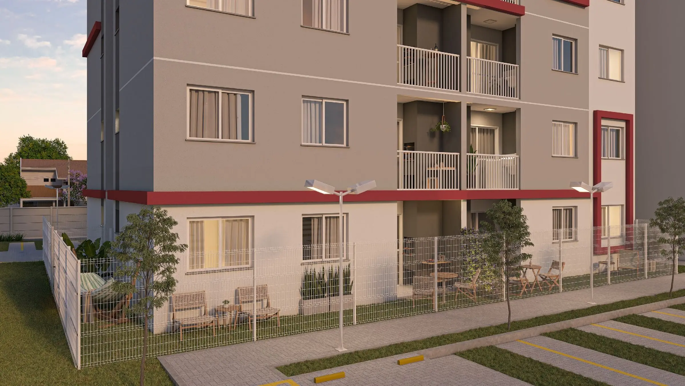 Garden dos apartamentos térreos, render
