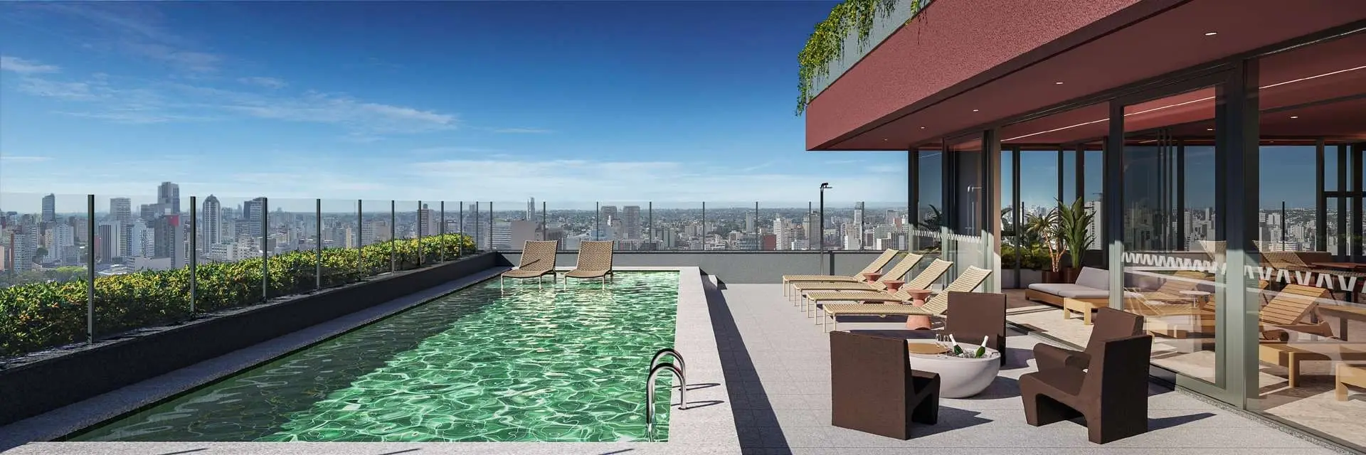 Piscina no rooftop, render