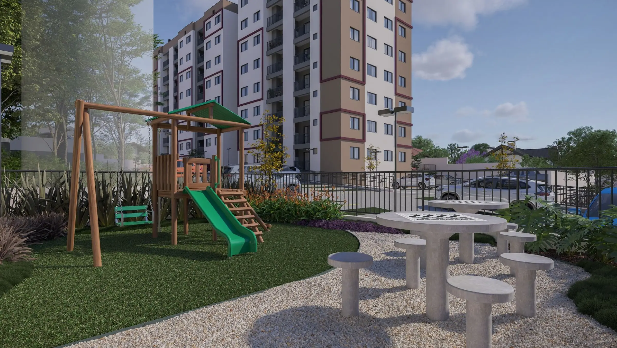 Playground e área de jogos, render