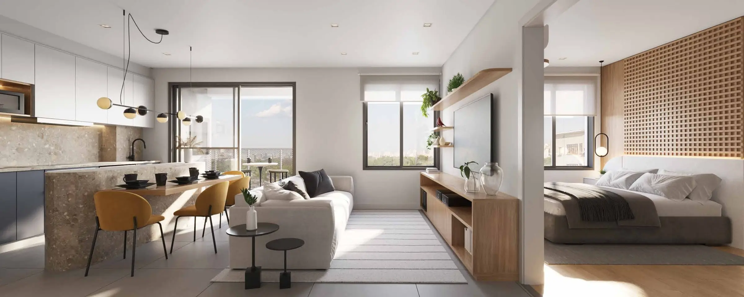 Sala e quarto, render
