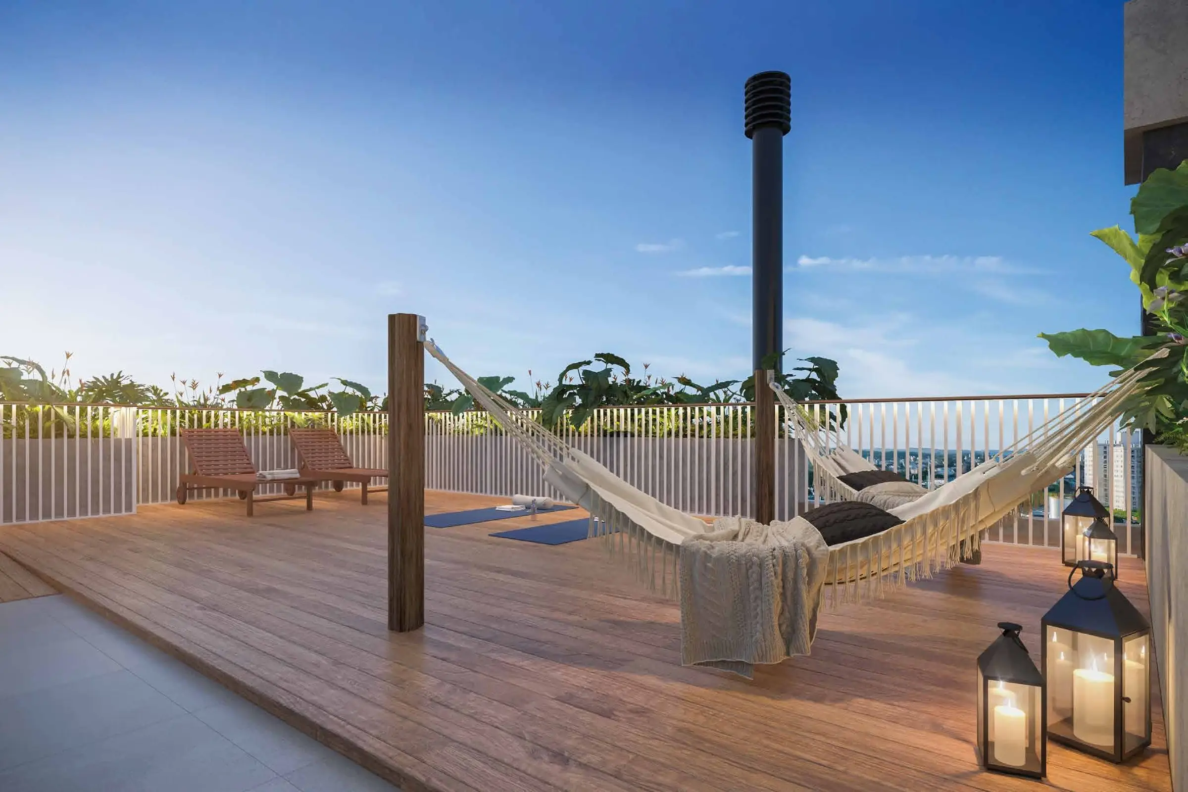 Redário no rooftop, render