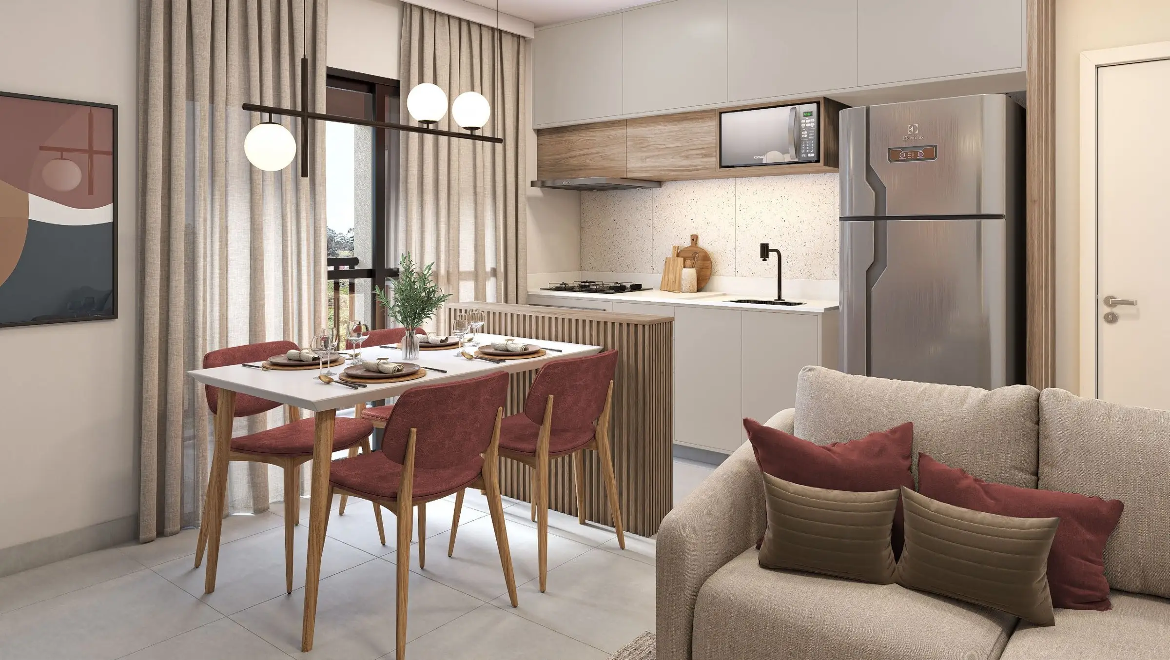 Cozinha integrada, render