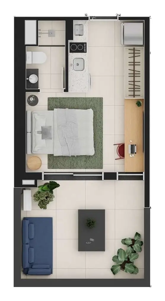 Planta: Studio · 24 m²