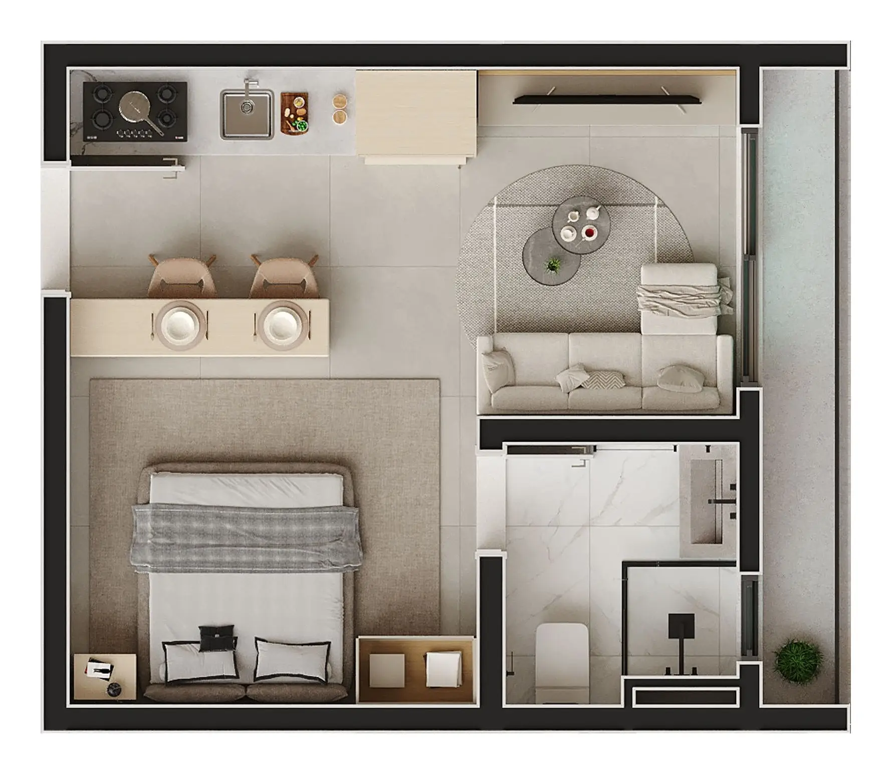 Planta: Studio · 28 m²