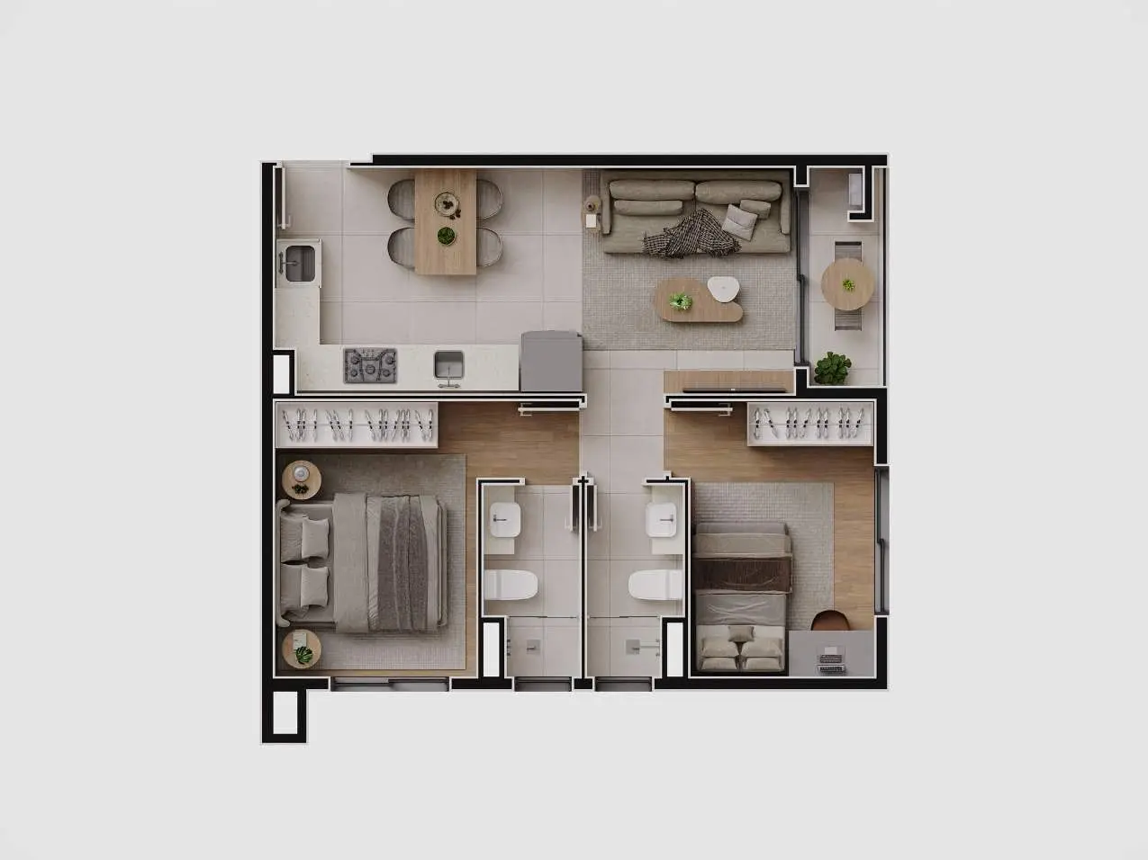 Planta: 2 quartos