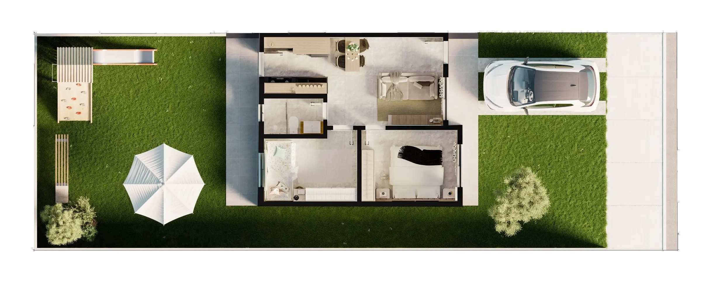 Planta: Casa de 2 quartos · 43,20 m²