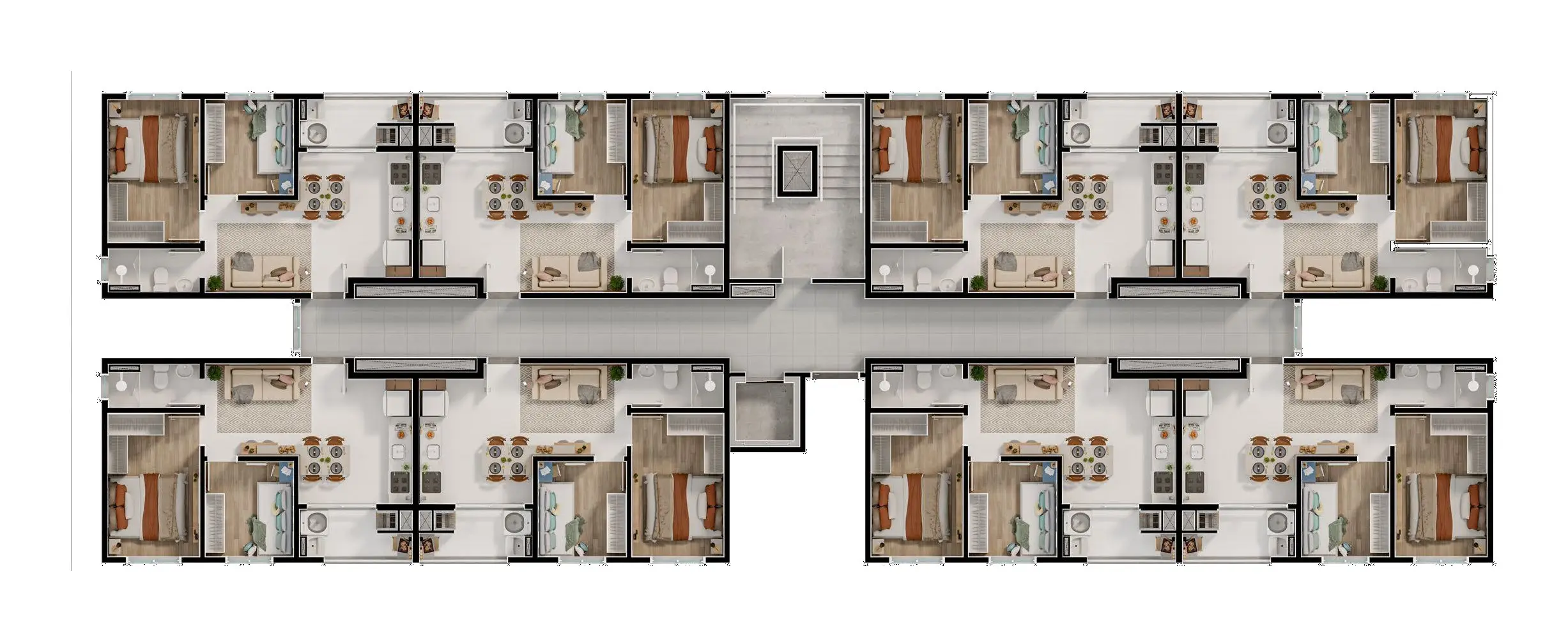 Planta: Pavimento tipo · 8 apartamentos por andar