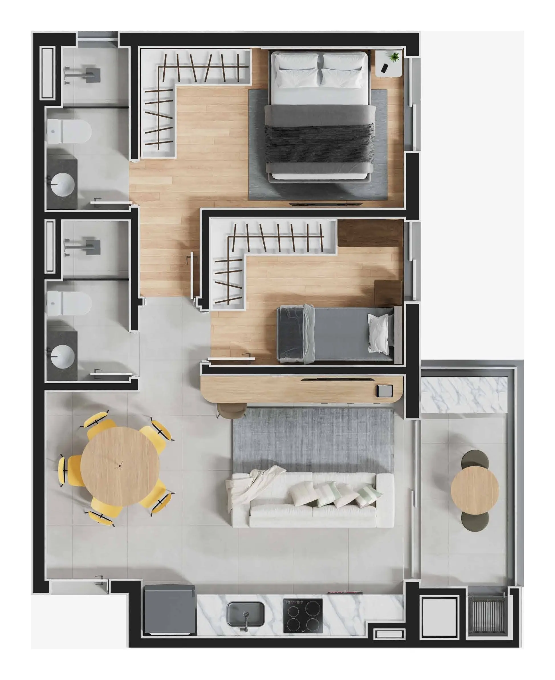 Planta: 2 quartos
