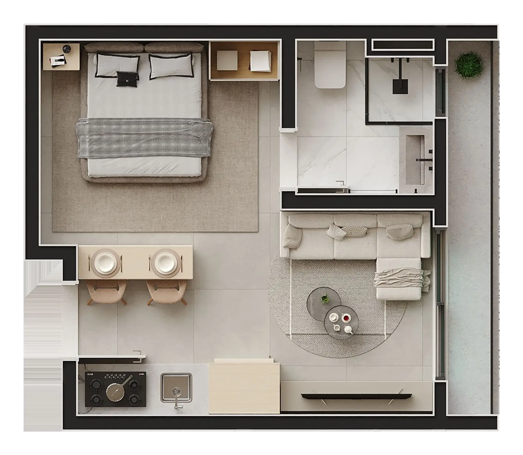 Planta: Studio · 28 m²