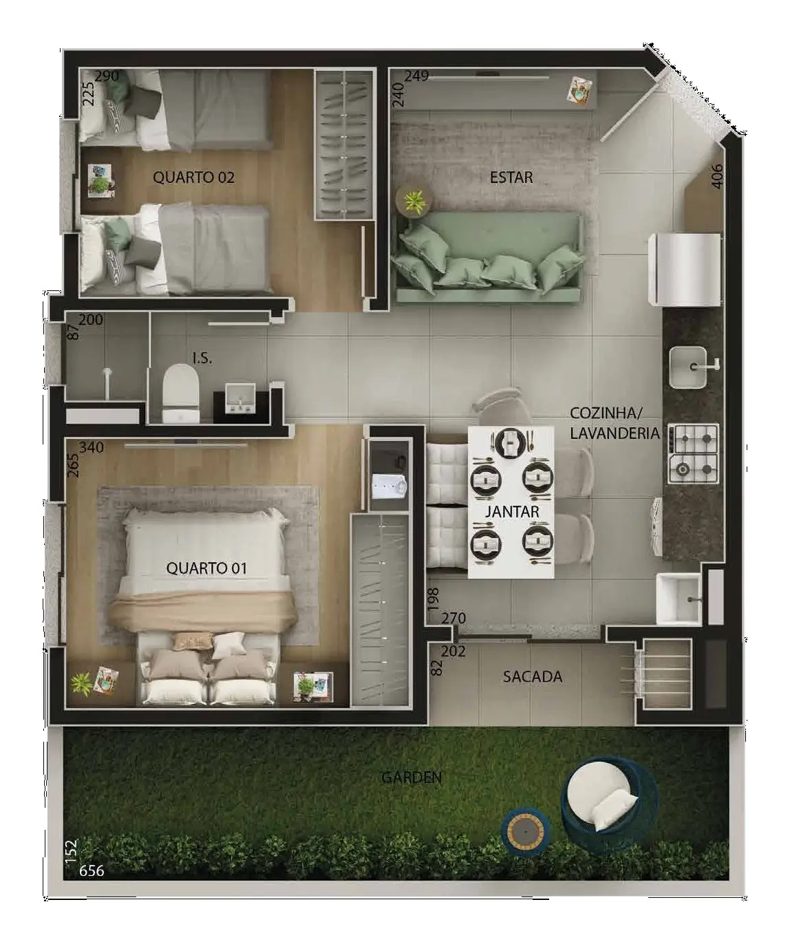 Planta: 2 quartos