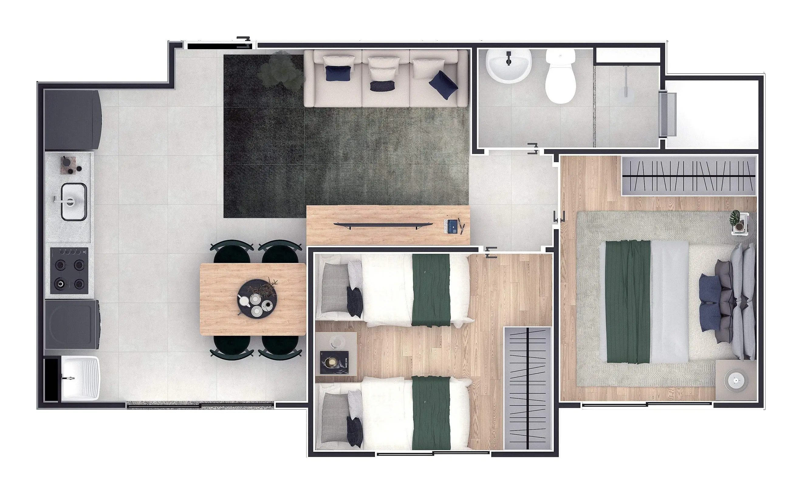 Planta: 2 quartos