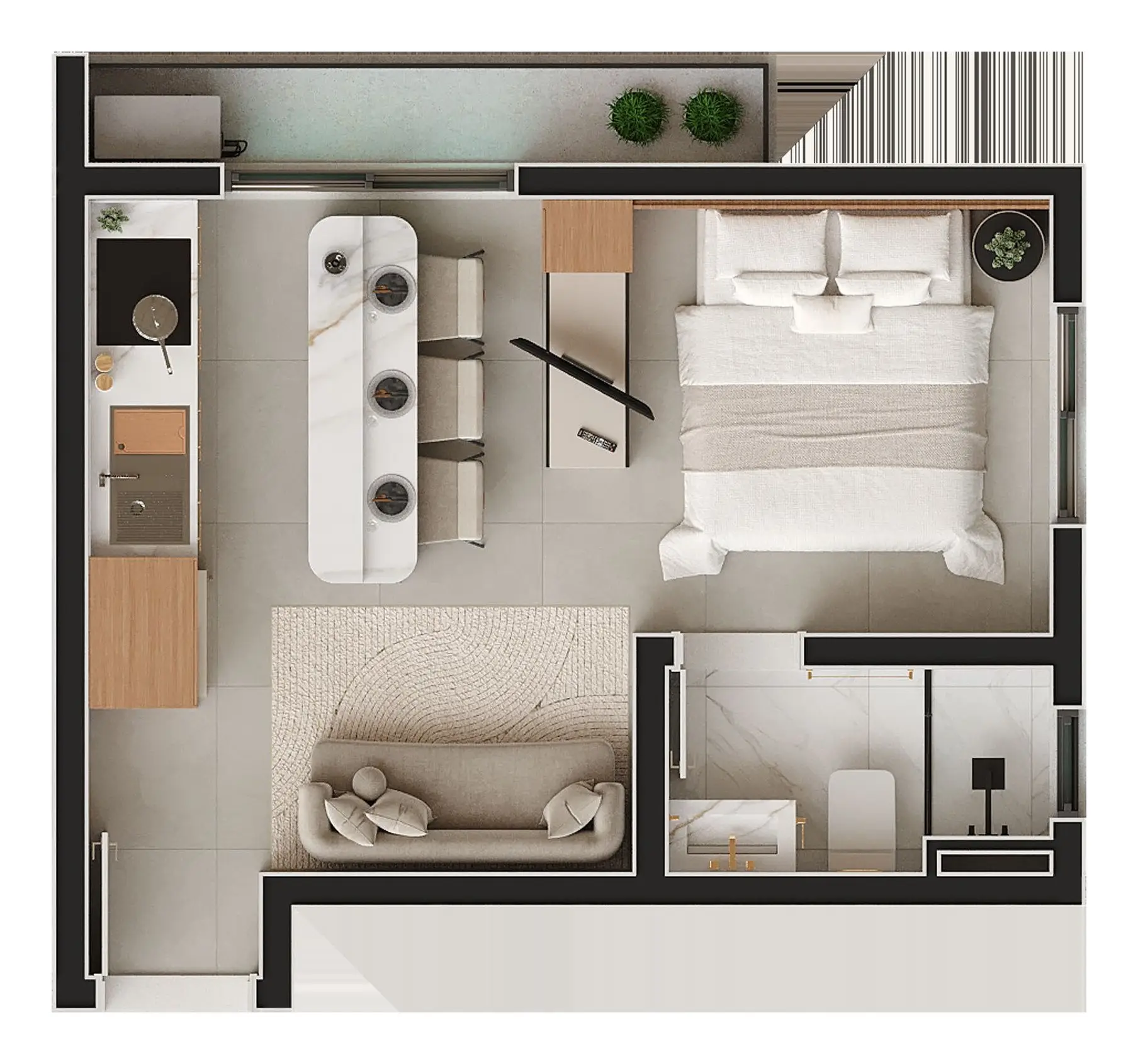 Planta: Studio · 28 m²