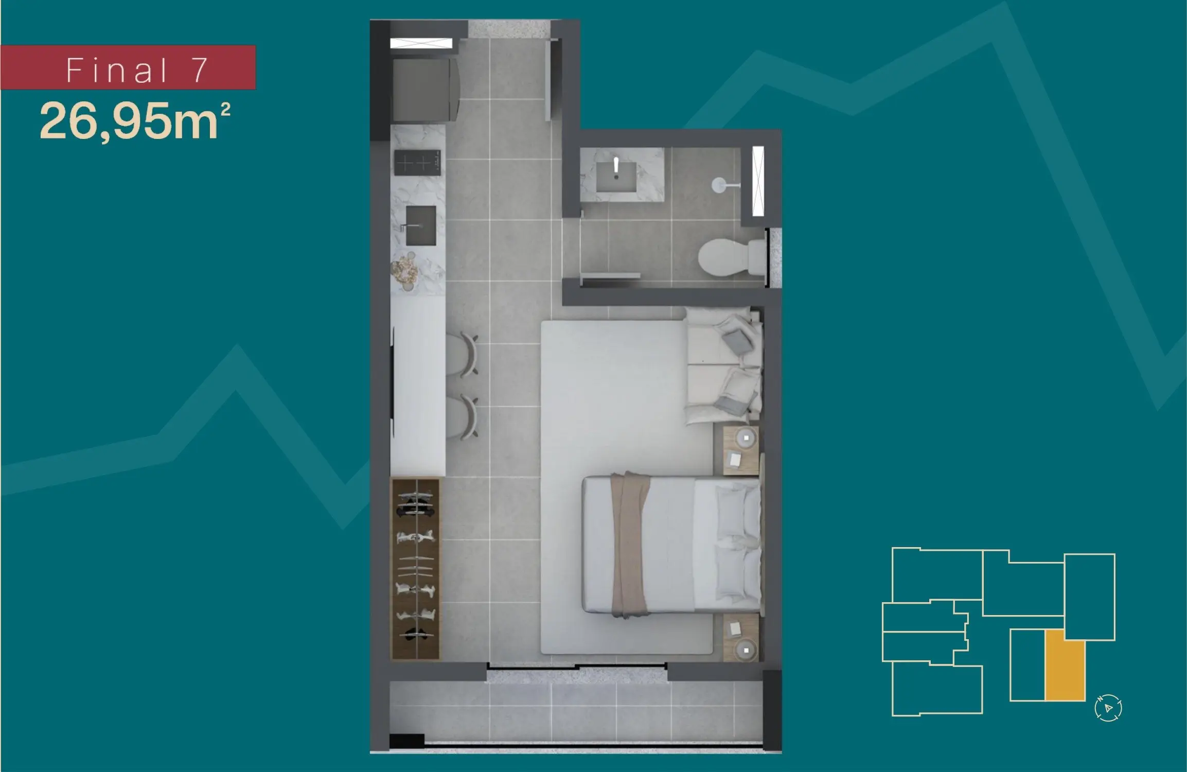 Planta: Studio · 26,95 m²