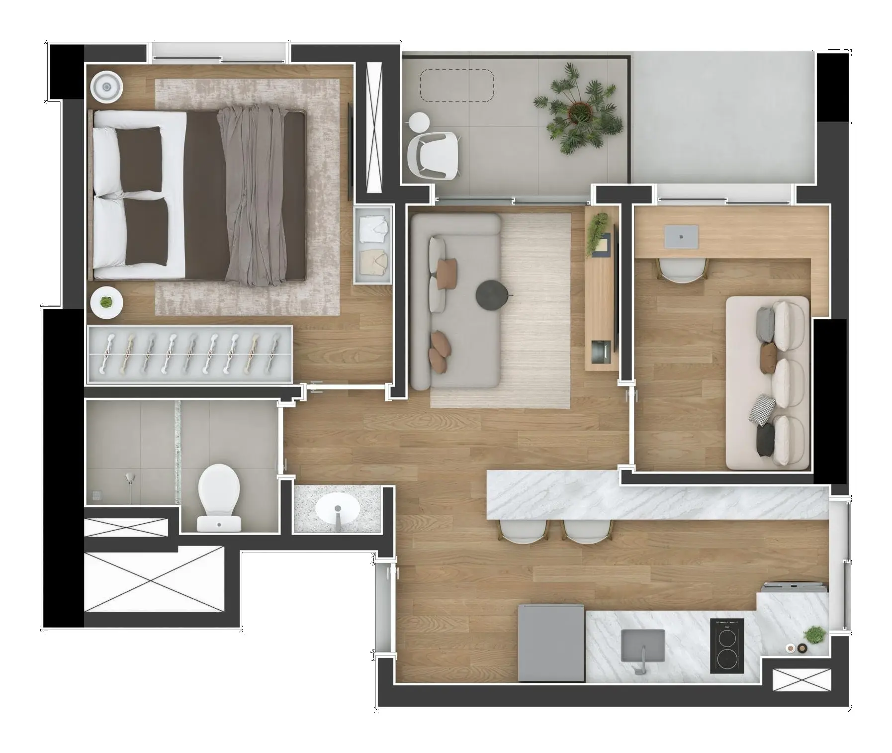 Planta: 2 quartos